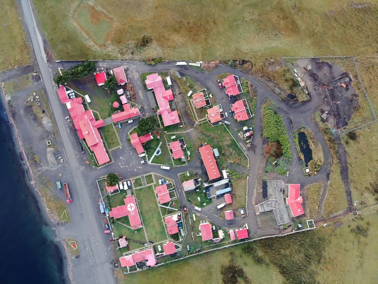 Bird's eye view of a small Patagonian village